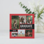 Red & Black 6 Foto Abschluss Einladung (Stehend Vorderseite)