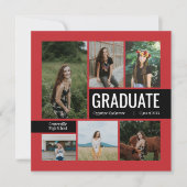 Red & Black 6 Foto Abschluss Einladung (Vorderseite)