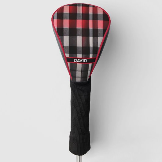 Red Black Abstrakte Karierte Kollektion Golf Headcover (Vorderseite)