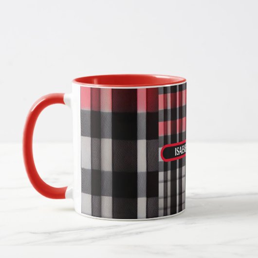 Red Black Abstrakte Karierte Kollektion Tasse (Links)