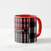 Red Black Abstrakte Karierte Kollektion Tasse (VorderseiteRechts)