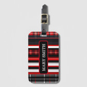 Red Black Abstrakte Karierte TrendCollection Gepäckanhänger (Vorderseite Vertikal)