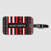Red Black Abstrakte Karierte TrendCollection Gepäckanhänger (Vorderseite (Horizontal))