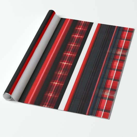 Red Black Abstrakte Karierte TrendCollection Geschenkpapier (Ungerollt)