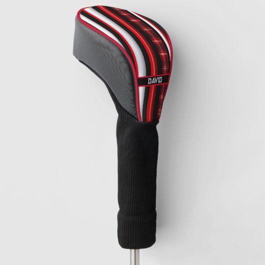 Red Black Abstrakte Karierte TrendCollection Golf Headcover (angewinkelt)