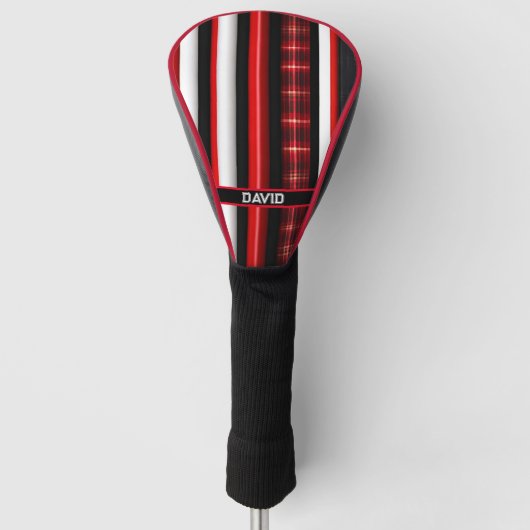 Red Black Abstrakte Karierte TrendCollection Golf Headcover (Vorderseite)