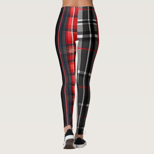 Red Black Abstrakte Karierte TrendCollection Leggings (Rückseite)