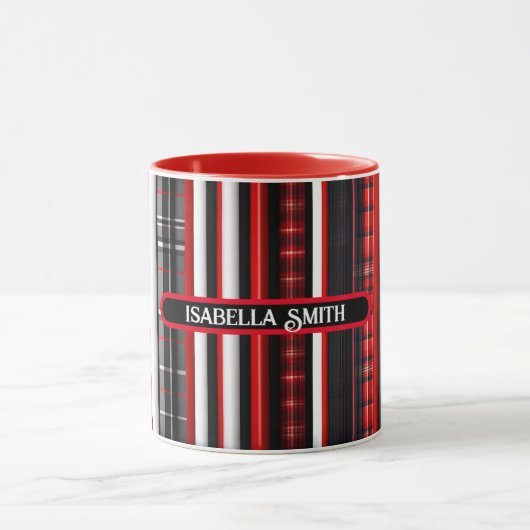 Red Black Abstrakte Karierte TrendCollection Tasse (Zentrum)
