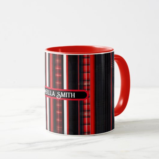 Red Black Abstrakte Karierte TrendCollection Tasse (VorderseiteRechts)