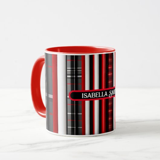 Red Black Abstrakte Karierte TrendCollection Tasse (Vorderseite Links)