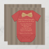 Red Black and Brown Pinstripe Baby Boy Dusche Einladung (Vorne/Hinten)