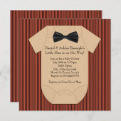 Red Black and Brown Pinstripe Babydusche Einladung (Vorne/Hinten)