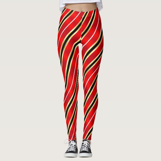 Red Black and Gold Aerobic Workout Leggings (Vorderseite)