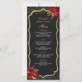 Red Black and Gold Birthday Dinner Menu (Vorderseite)