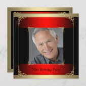 Red Black and Gold Geburtstagsparty Einladung (Vorne/Hinten)