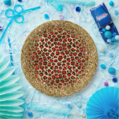 Red Black and Gold Glittery Foil Leopard Glam Pappteller (Party)