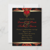 Red Black and Gold Wedding Einladung (Rückseite)