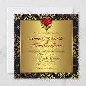 Red Black and Gold Wedding Einladung (Rückseite)