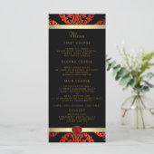 Red Black and Gold Wedding Menu Menükarte (Stehend Vorderseite)