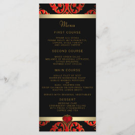 Red Black and Gold Wedding Menu Menükarte