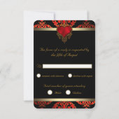 Red Black and Gold Wedding RSVP Einladung (Rückseite)