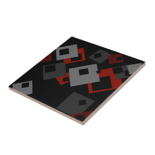 Red Black and Gray Geometric Fliese