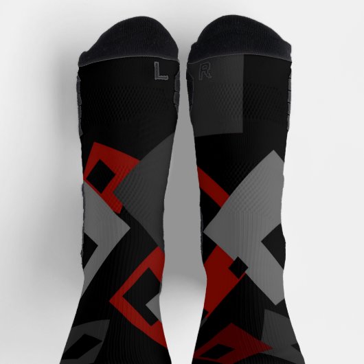 Red Black and Gray Geometric Socken (Oben)