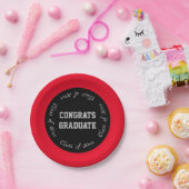 Red Black and Gray Glückwunschs Graduate Class of  Pappteller (Party)