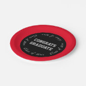 Red Black and Gray Glückwunschs Graduate Class of  Pappteller (Schrägansicht)