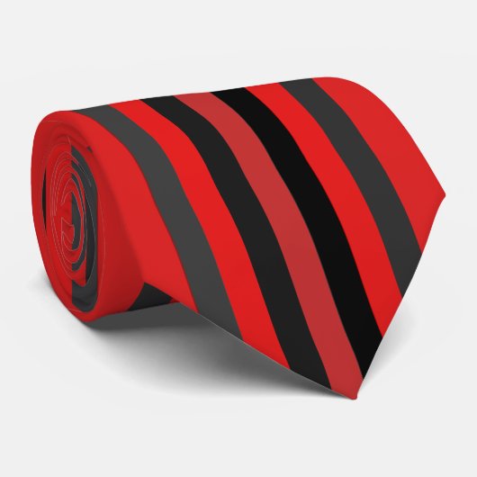 Red Black and Gray Vertically-Striped Tie Krawatte (Gerollt)