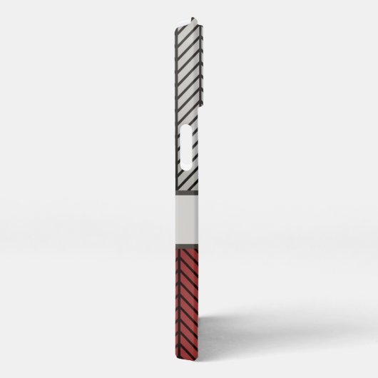 Red Black and Grey Black Masculine Chevron Pattern iPhone Hülle (Rechte Seite)