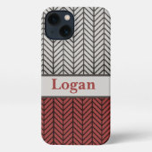 Red Black and Grey Black Masculine Chevron Pattern iPhone Hülle (Rückseite)