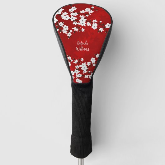 Red Black and White Cherry Blossom Golf Head Cover Golf Headcover (Vorderseite)