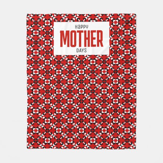 Red, Black, and White Geometric Pixel pattern Fleecedecke (Vorderseite)