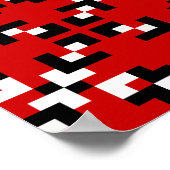 Red, Black, and White Geometric Pixel pattern Poster (Ecke)