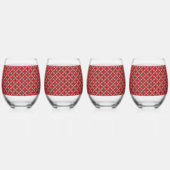 Red, Black, and White Geometric Pixel pattern Weinglas Ohne Stiel (Hinten)