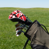 red, black, and white graphic golf headcover (In SItu)