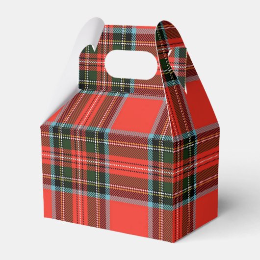 Red Black and White Plaid Pattern Gable Geschenkschachtel (Vorderseite)