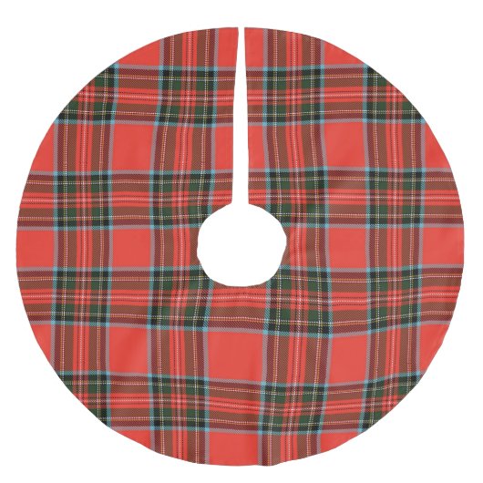 Red Black and White Plaid Pattern Polyester Weihnachtsbaumdecke (Vorderseite)
