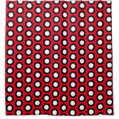 Red, Black and White Polka Dots  Duschvorhang (Vorderseite)