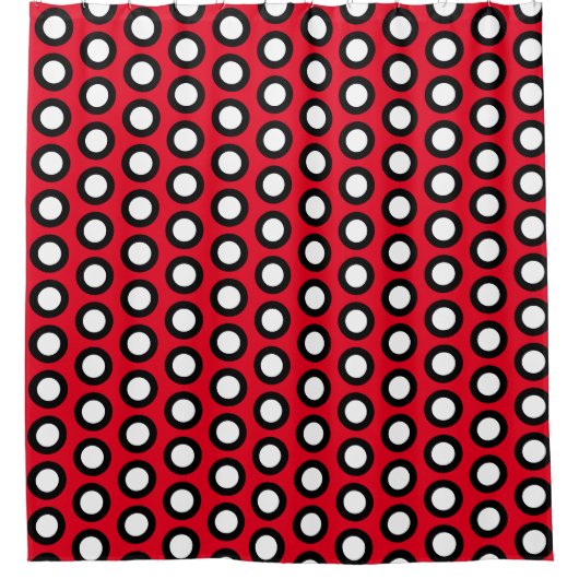 Red, Black and White Polka Dots  Duschvorhang (Vorderseite)