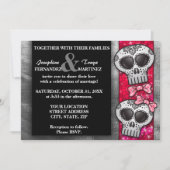 Red Black and White Sugar Skull Wedding Glitzer Einladung (Vorderseite)