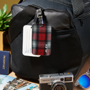 Red Black and White Tartan - Klassisches Kariertes Gepäckanhänger