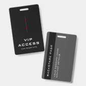 Red Black and White VIP Access ID Abzeichen Ausweis (Vorder- & Rückseite)