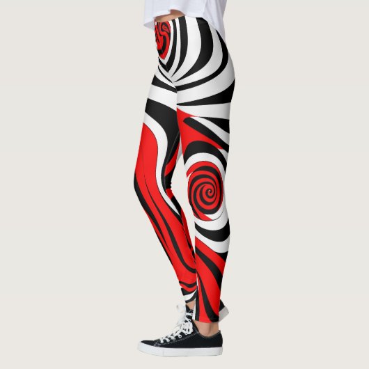 Red, Black and White Wave Pattern Leggings (Links)