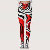 Red, Black and White Wave Pattern Leggings (Vorderseite)