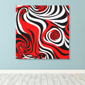 Red, Black and White Wave Pattern Leinwanddruck (Insitu (Holzboden))