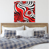 Red, Black and White Wave Pattern Leinwanddruck (Insitu (Schlafzimmer))