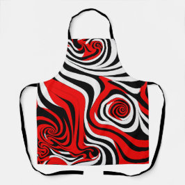 Red, Black and White Wave Pattern Schürze