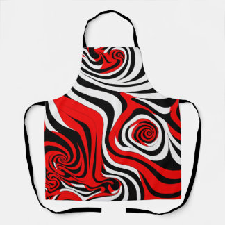 Red, Black and White Wave Pattern Schürze